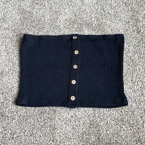 Black Tube Top with Button Details